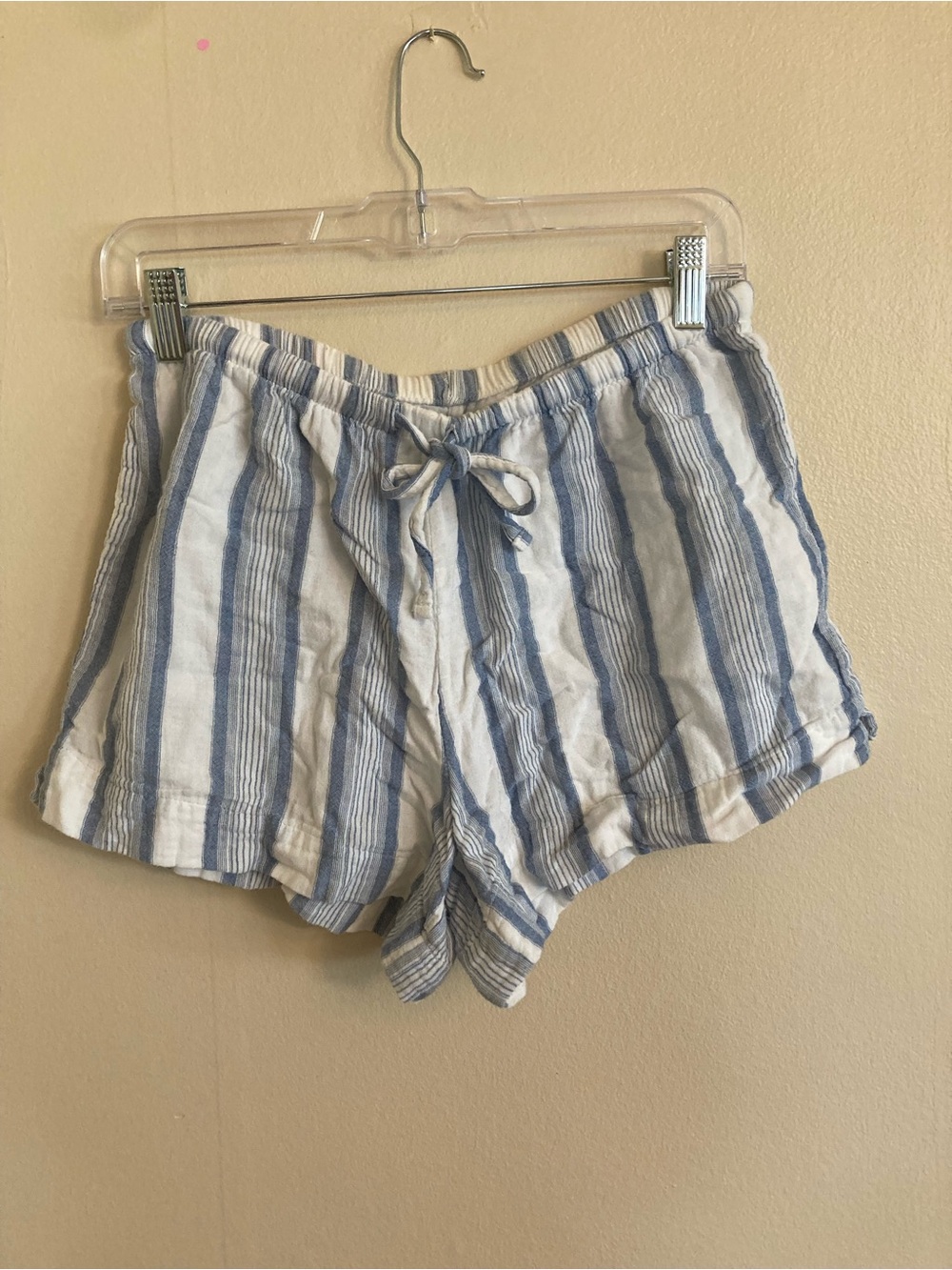Striped Blue & White Cotton Lounge Shorts